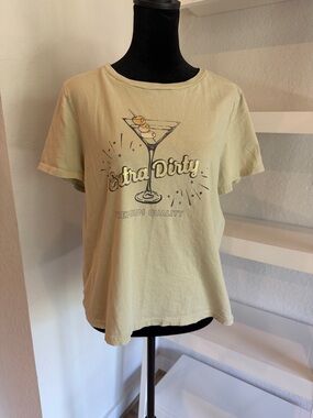 Lucky Brand 🍀  Cream Taupe Graphic 'Extra Dirty' Martini Tee